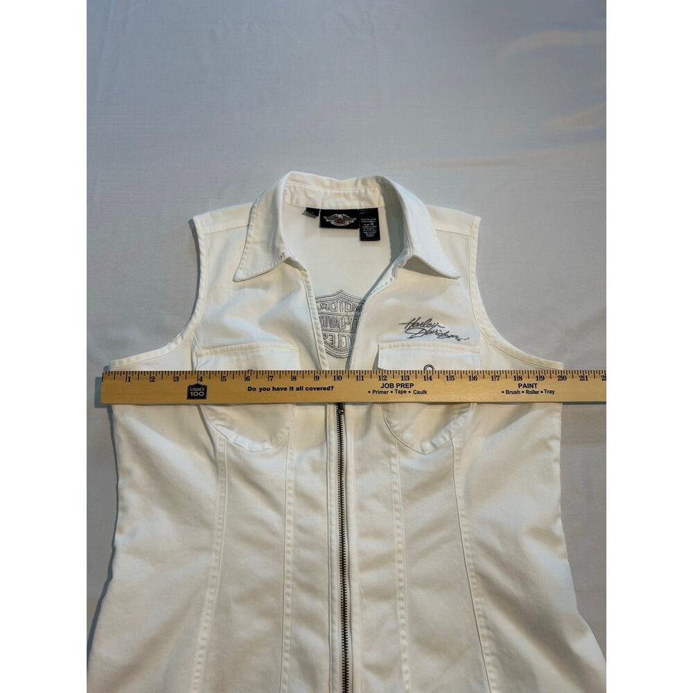 Harley Davidson Women's Zip Up Sleeveless Tank White Large - Picture 4 of 10